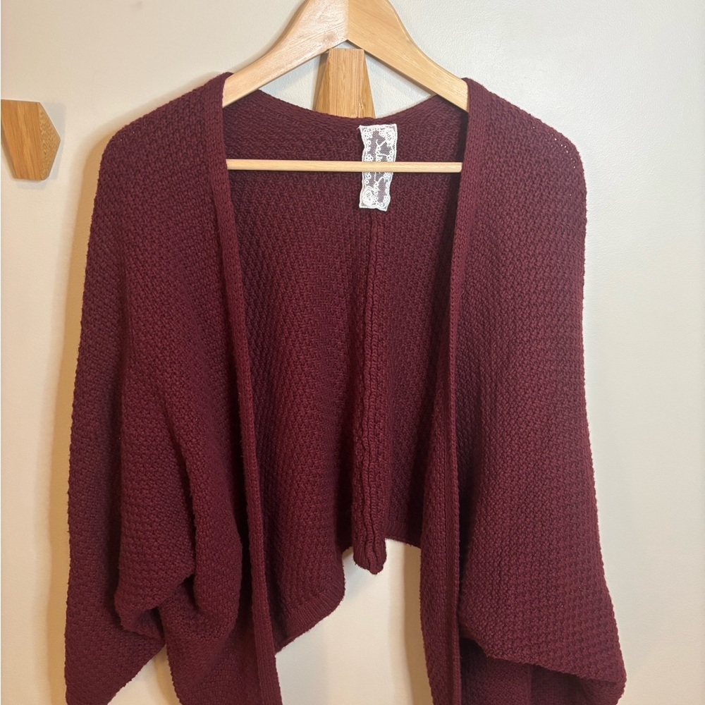 Sadie & Sage Deep Red Open-Front Sweater